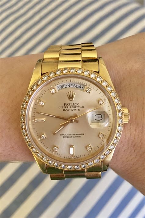 rolex oyster perpetual day-date mens diamond watch|Rolex Day-Date diamond price.